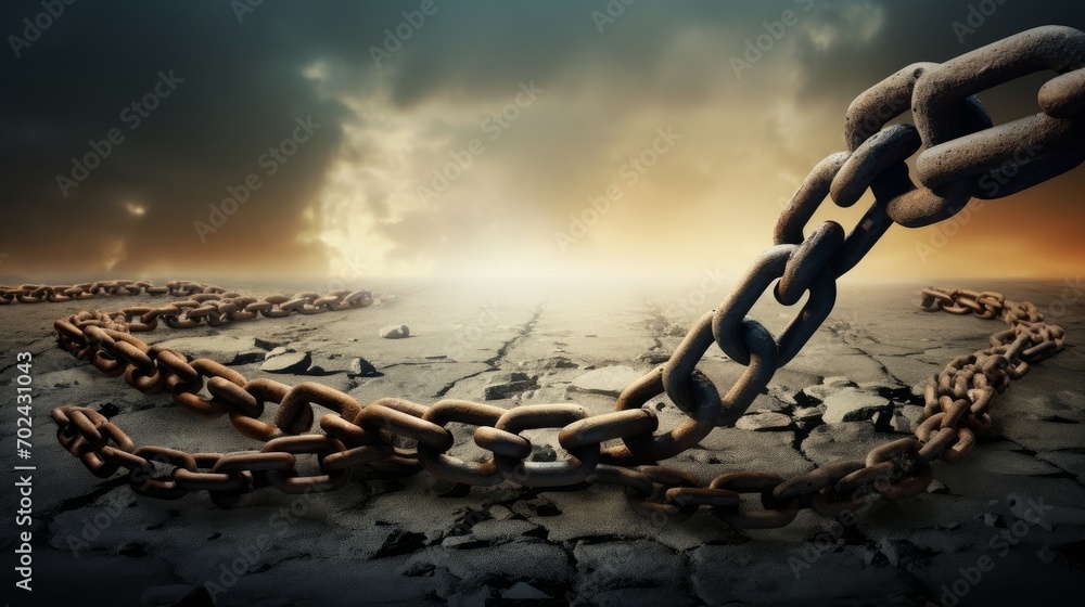 Symbolic image of a broken chain, symbolizing the breaking free from ...
