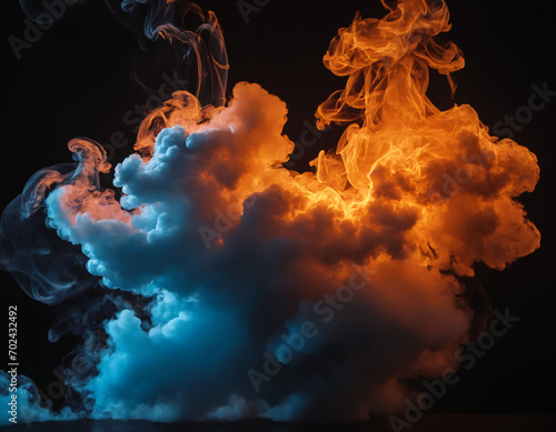 fire and smoke, explosion of fire, abstract background with clouds