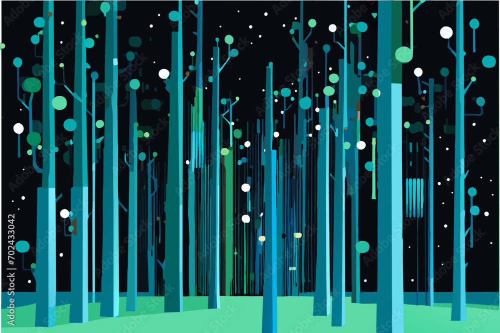 A binary code forest with data streams. vektor illustation