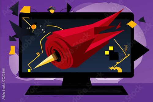 A computer virus in the shape of a tornado. vektor illustation