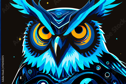 A digital owl with circuitry feathers. vektor illustation