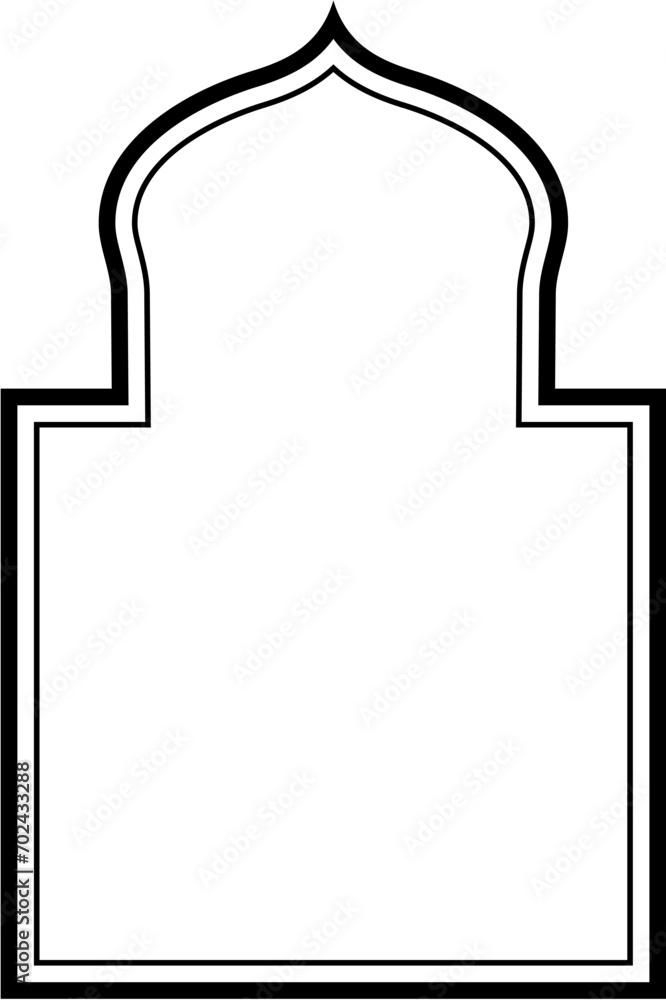 Islamic Arch Design double lines Outline Linear Black Stroke silhouettes Design pictogram symbol visual illustration Islamic Arch Design double lines Outline Linear Black Stroke silhouettes Design pictogram symbol visual illustration