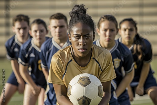 College soccer team with emotions, young adults in collegiate sports  photo
