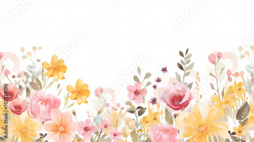 Fototapeta Naklejka Na Ścianę i Meble -  Floral frame with decorative flowers, decorative flower background pattern, floral border background