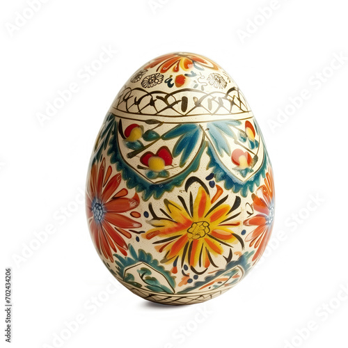 Colorful decorated easter egg isolated on white transparent background