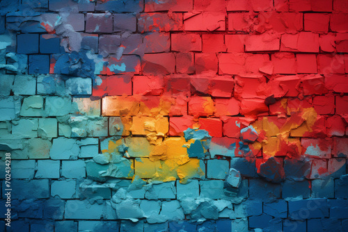 Broken Brick Wall Texture in Vibrant Colors