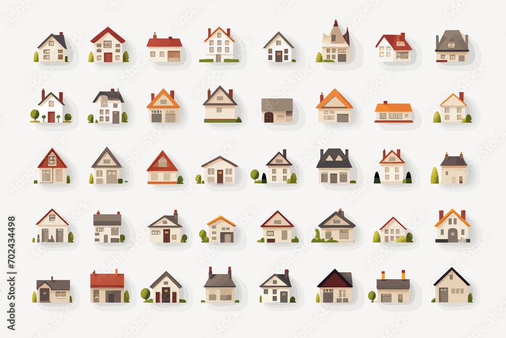 Houses set isolated vector style illustration