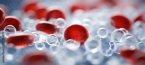 Abstract close up of blood cells in blurred background with copy space for text placement