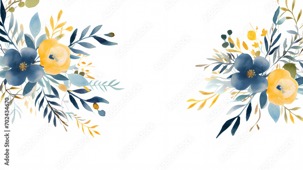 Obraz premium Floral frame with decorative flowers, decorative flower background pattern, floral border background