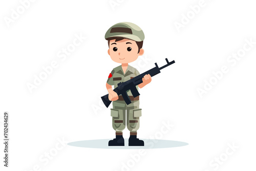 Kid soldier isolated vector style
