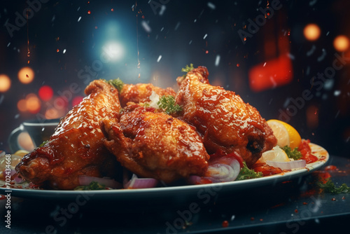 Close up on delicious chicken meal