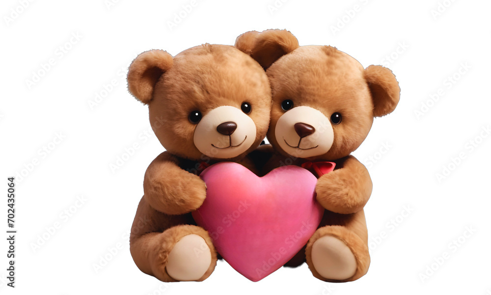 two Teddy bears holding with heart, Isolate on transparent background, Loving Bears, png. two Teddy bears holding with heart, Isolate on transparent background, Loving Bears, png.