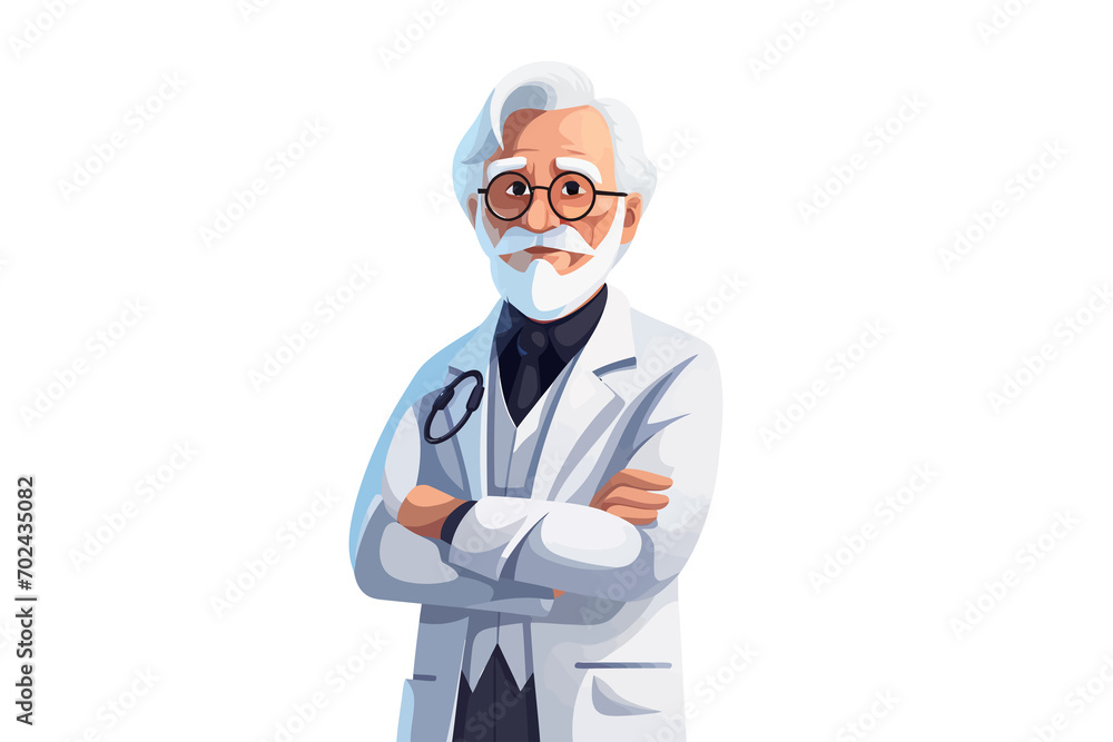 old man doctor vector flat minimalistic isolated illustration