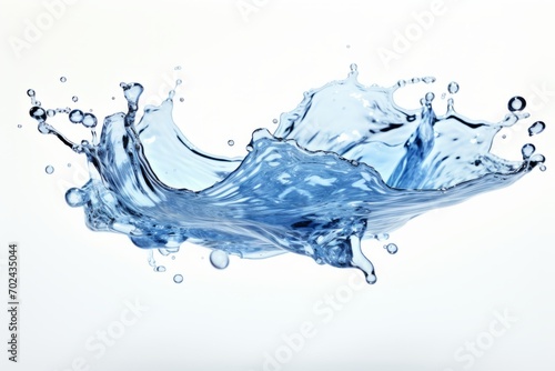Blue water splash isolated on white background with clear edge lines   design element photo