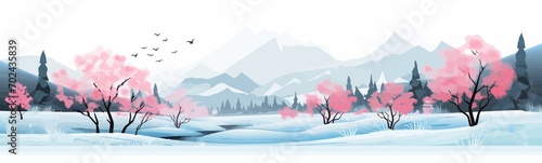 Winter Landscape vector flat minimalistic isolated vector style illustration
