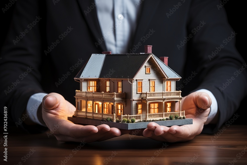 3d house model in human hands isolated on white background for insurance or bank loan concept 3d house model in human hands isolated on white background for insurance or bank loan concept