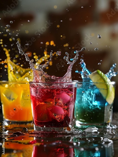 Fresh multicolored drinks.