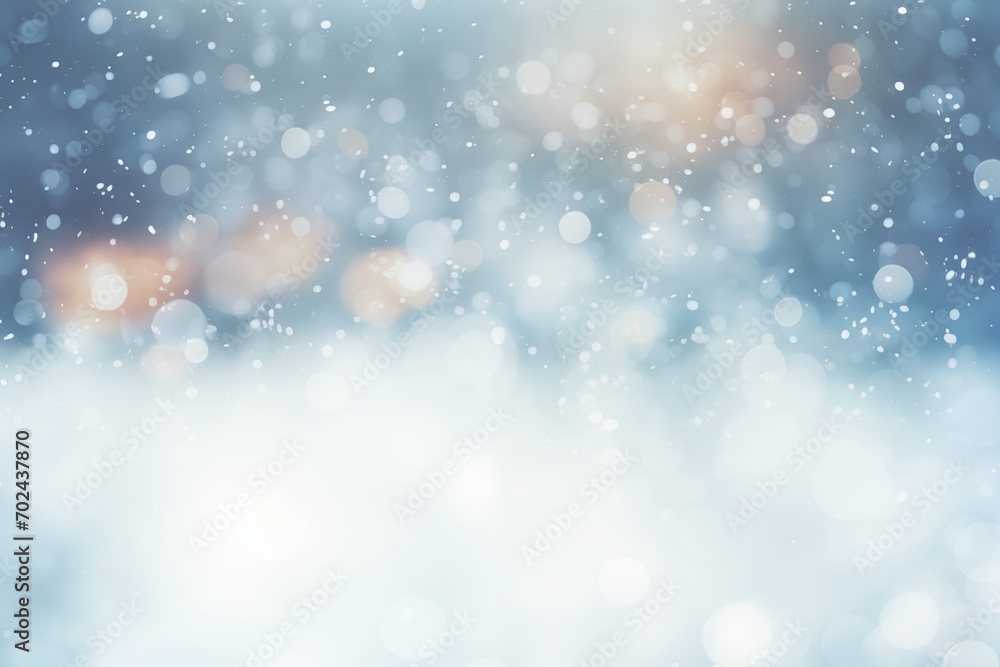 Abstract snowy bokeh background, ideal for festive winter graphics. 
