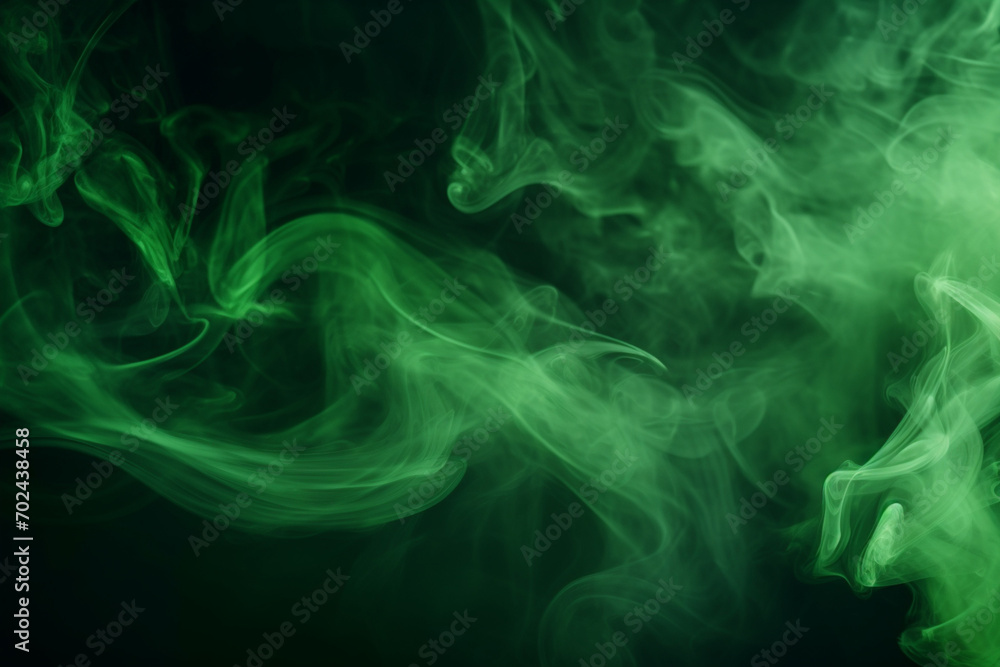 Obraz premium Green smoke movement on dark background