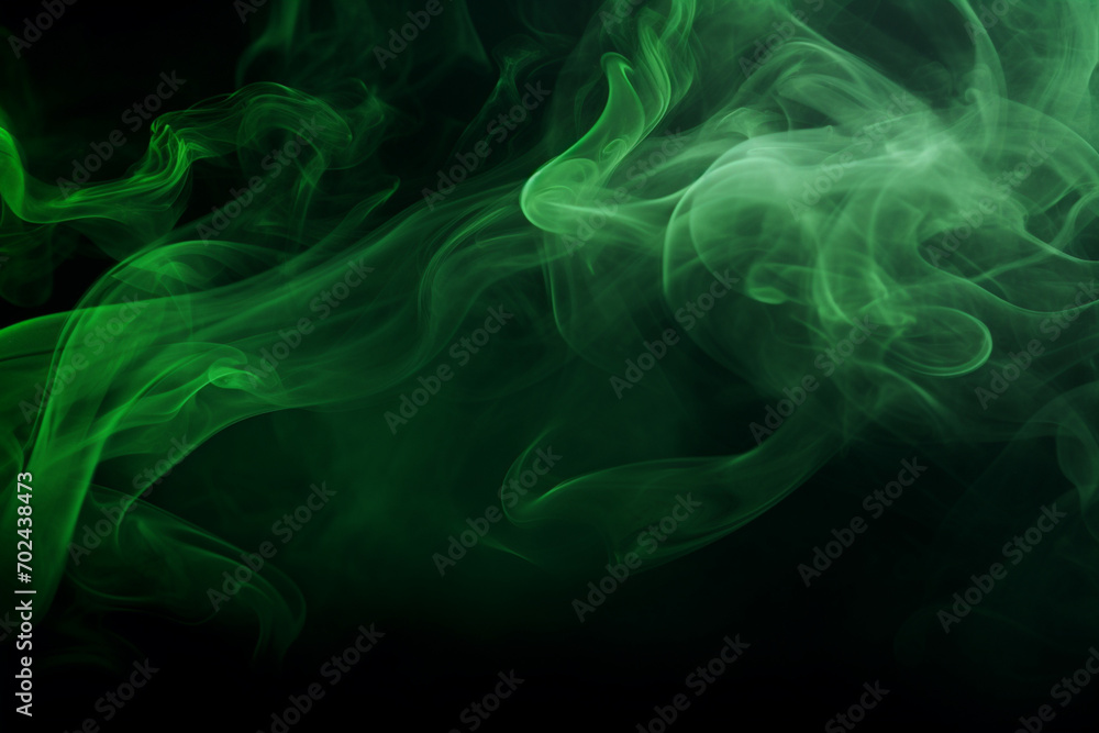 Fototapeta premium Green smoke movement on dark background