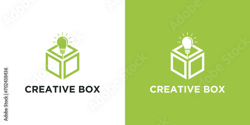 design template Light bulb with box minimalist logo design.