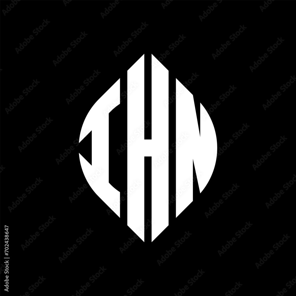IHN circle letter logo design with circle and ellipse shape. IHN ellipse letters with typographic style. The three initials form a circle logo. IHN circle emblem abstract monogram letter mark vector. IHN circle letter logo design with circle and ellipse shape. IHN ellipse letters with typographic style. The three initials form a circle logo. IHN circle emblem abstract monogram letter mark vector.