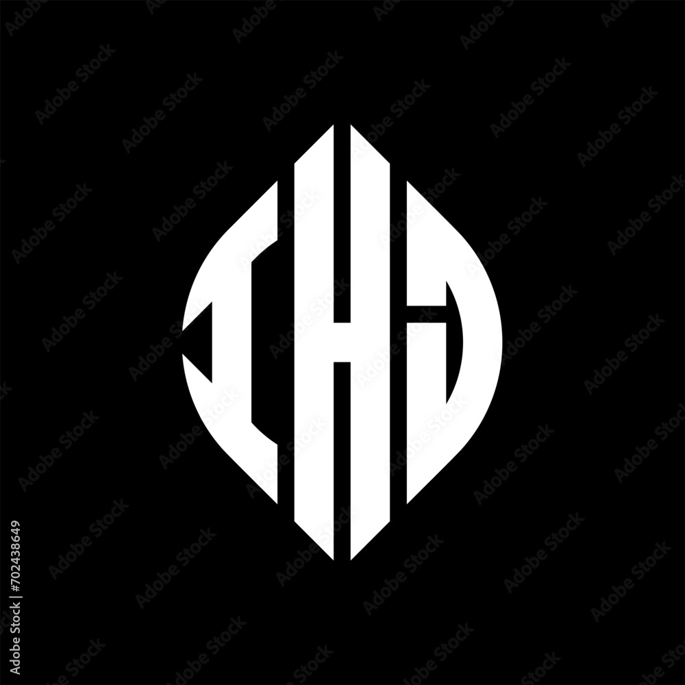 IHJ circle letter logo design with circle and ellipse shape. IHJ ellipse letters with typographic style. The three initials form a circle logo. IHJ circle emblem abstract monogram letter mark vector. IHJ circle letter logo design with circle and ellipse shape. IHJ ellipse letters with typographic style. The three initials form a circle logo. IHJ circle emblem abstract monogram letter mark vector.