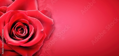 Fototapeta Naklejka Na Ścianę i Meble -  Red rose buds background with copyspace. Women's Day rose blured background , AI Generated