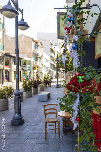 Street in Limassol Old Town at Christmas season  Cyprus