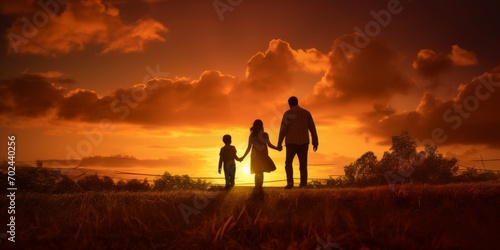 Bonding at Sunset. Family Silhouette Serenity © Professional Art