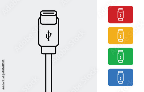 USB-C icon, icon vector illustration set