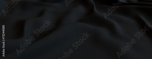Black Textile with Ripples and Folds. Luxury Surface Background. photo