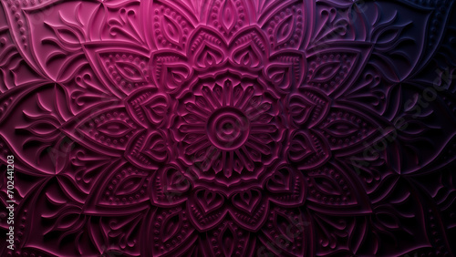Purple Ornate Flower Wallpaper. 3D Diwali Celebration Concept. 3D Render. photo
