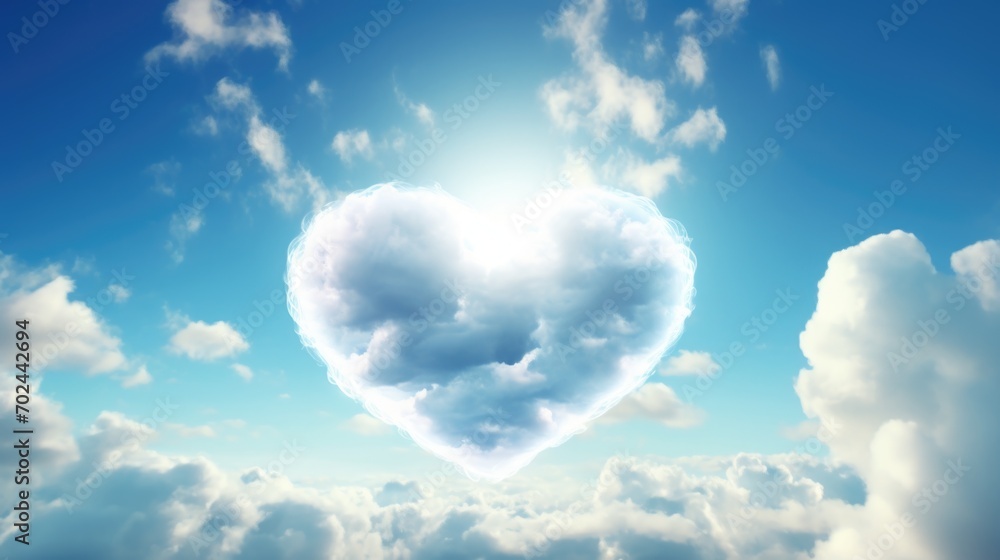 Heart shaped cloud on the sunny blue sky Heart shaped cloud on the sunny blue sky