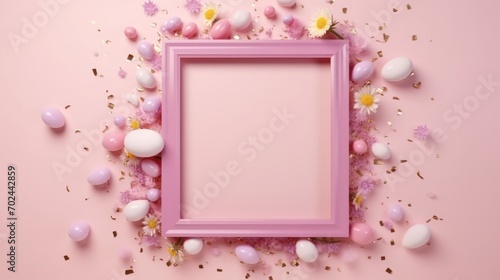 Flat Lay of Babys Breath Flowers on Pink. Copy Space