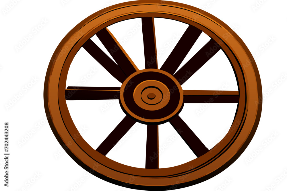 Rustic wooden wagon wheel. vektor illustation