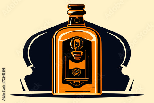 Old-fashioned whiskey bottle. vektor illustation