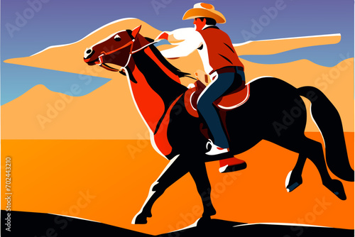 Cowboy riding a bucking bronco. vektor illustation