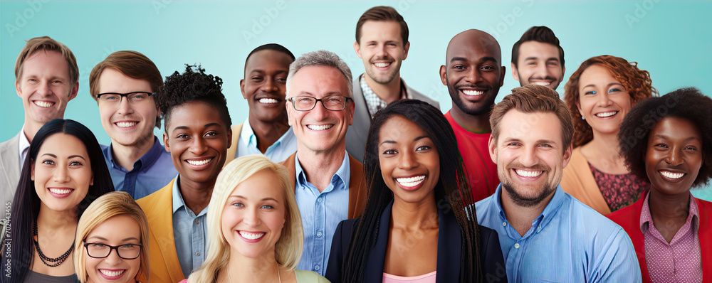 Multi ethnic or multicultural people wide banner. People of different nationalities having fun together.