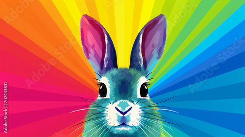 Easter Bunny Rabbit Outline Rainbow Background Wallpaper 4k 