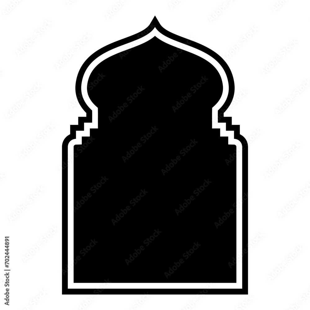Islamic Arch Design Glyph with outline Black Filled silhouettes Design pictogram symbol visual illustration Islamic Arch Design Glyph with outline Black Filled silhouettes Design pictogram symbol visual illustration