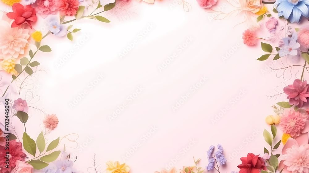 Floral frame with decorative flowers, decorative flower background pattern, floral border background Floral frame with decorative flowers, decorative flower background pattern, floral border background
