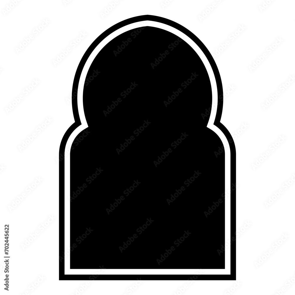 Islamic Arch Design Glyph with outline Black Filled silhouettes Design pictogram symbol visual illustration Islamic Arch Design Glyph with outline Black Filled silhouettes Design pictogram symbol visual illustration