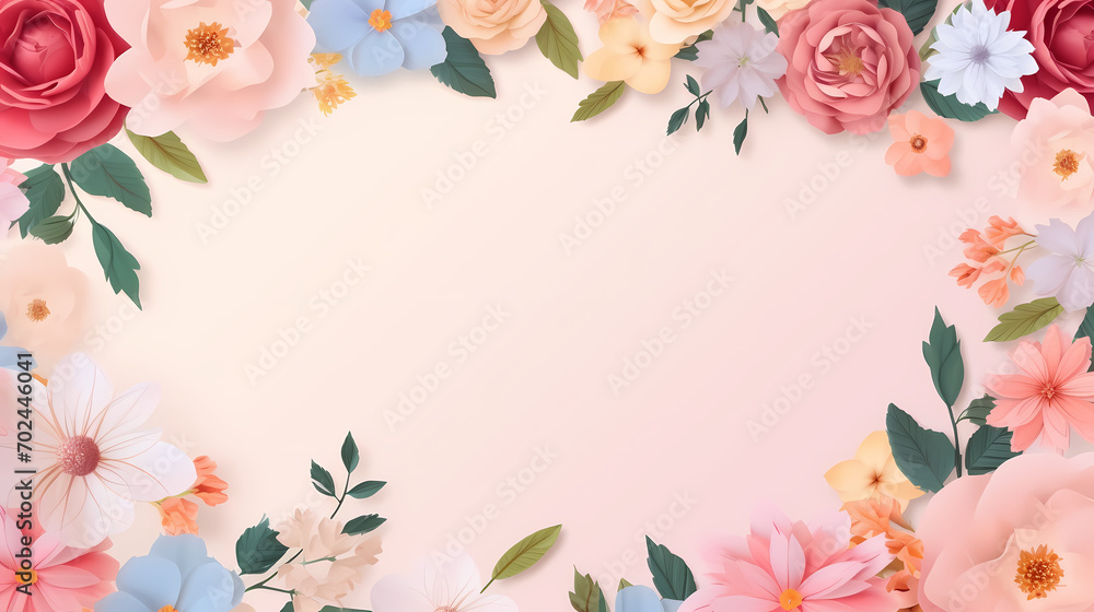 Floral frame with decorative flowers, decorative flower background pattern, floral border background Floral frame with decorative flowers, decorative flower background pattern, floral border background
