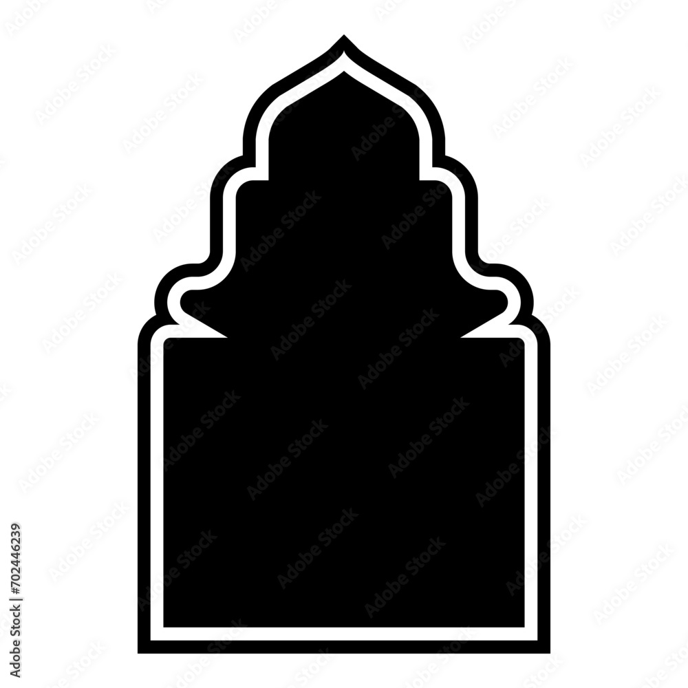 Islamic Arch Design Glyph with outline Black Filled silhouettes Design pictogram symbol visual illustration Islamic Arch Design Glyph with outline Black Filled silhouettes Design pictogram symbol visual illustration