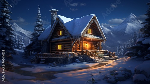 Twinkling Snowflakes Creating a Breathtaking Scene on a Tranquil and Cozy Winter Evening