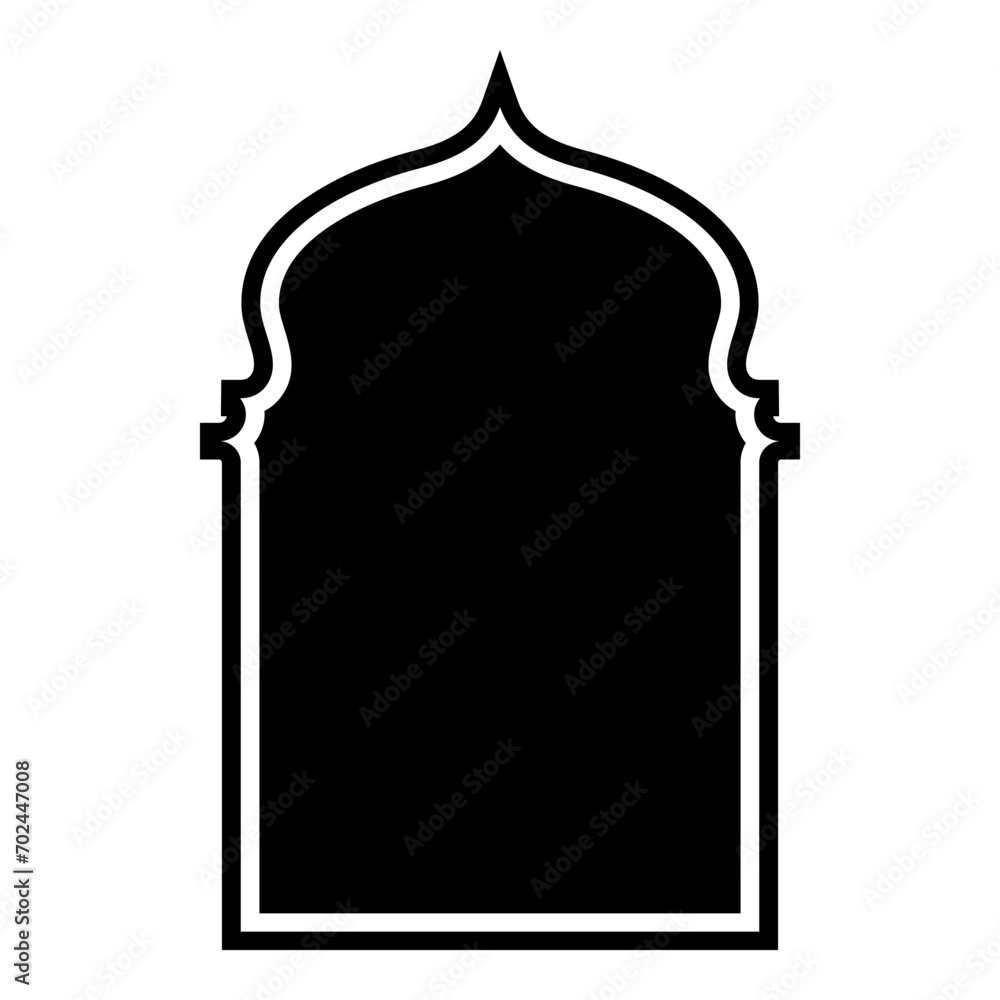 Islamic Arch Design Glyph with outline Black Filled silhouettes Design pictogram symbol visual illustration Islamic Arch Design Glyph with outline Black Filled silhouettes Design pictogram symbol visual illustration