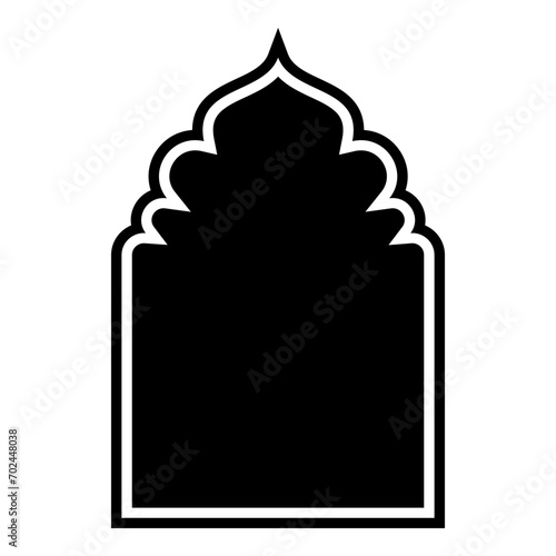 Islamic Arch Design Glyph with outline Black Filled silhouettes Design pictogram symbol visual illustration