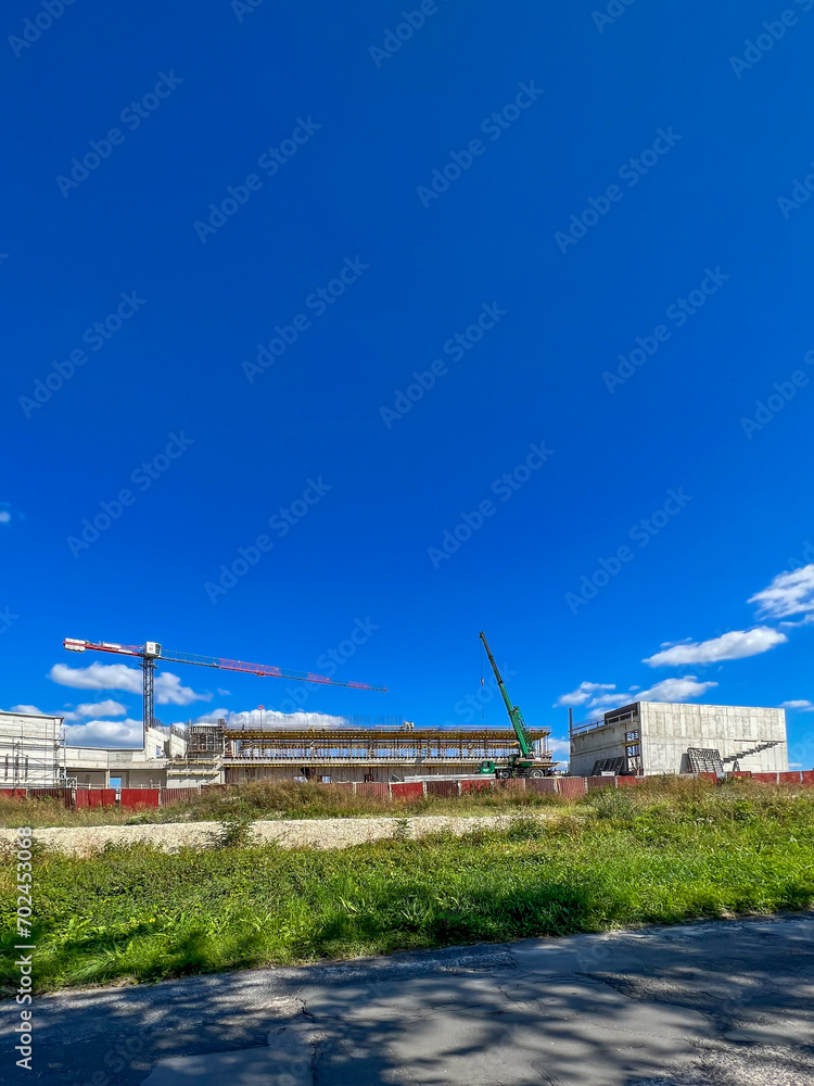 Chelm, Poland, September 5, 2023: Work on the construction of the headquarters of the medical school in Chelm Poland Chelm, Poland, September 5, 2023: Work on the construction of the headquarters of the medical school in Chelm Poland