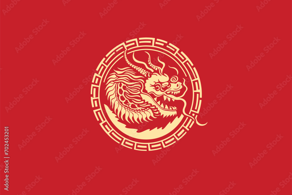 Gold china dragon for sticker label Gold china dragon for sticker label